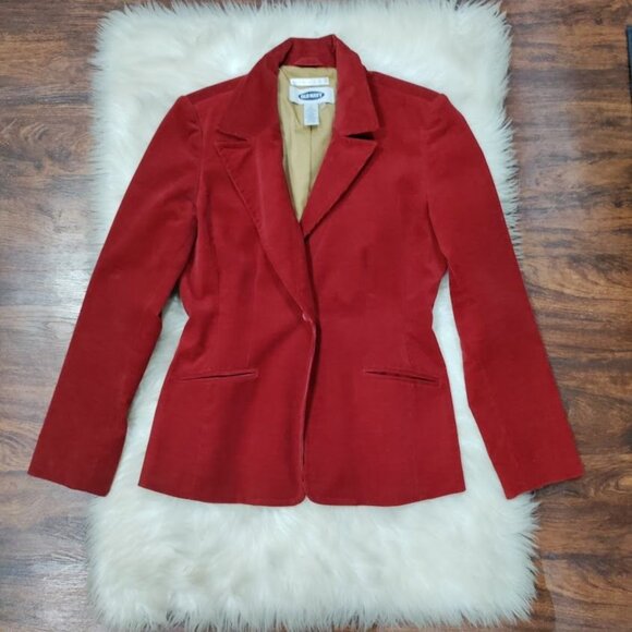 Vintage Old Navy Stretch Cordoury  Red One Button Blazer - Picture 5 of 11